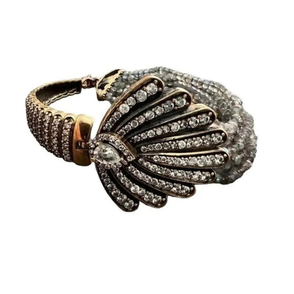 Art Deco Style Crystal & Labradorite Beaded Bracelet - Picture 2 of 5